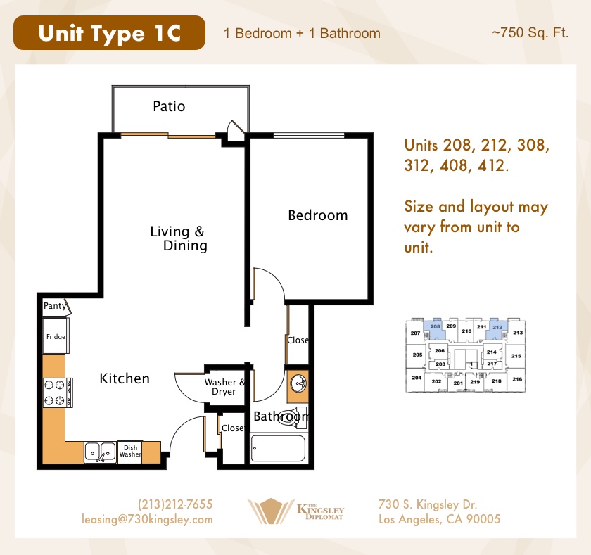 One Bedroom Layout 1C